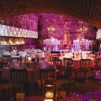 The Caves Edinburgh Wedding Venue set up for a formal wedding breakfast
